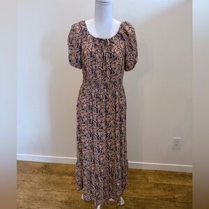 Lark+Grey Milkmaid Maxi Dress size Large Paisley Boho Coquette Western Romantic